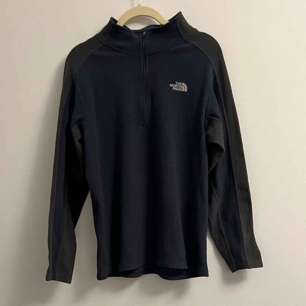 The North Face Quarter Zip Fleece- Navy Blue and Grey - Size XL